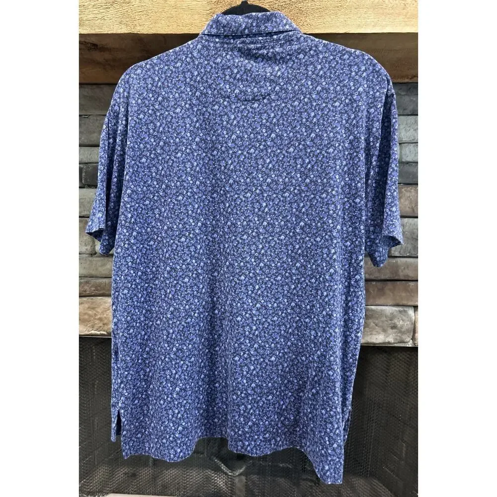 Men’s POLO Ralph Lauren Blue Floral Short Sleeve Polo Shirt Size L *A6